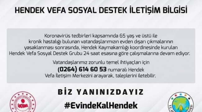 BİZ YANINIZDAYIZ EVİNDE KAL HENDEK
