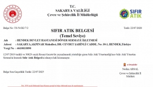 Hendek Devlet Hastanesine Sıfır Atık Belgesi Verildi