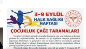 3-9 Eylül 2020 Halk Sağlığı Haftası: Çocukluk Çağı Taramalarınızı yaptırın