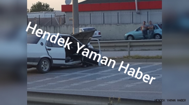Fındık Fabrikası önünde otomobil direğe çarptı: 2 yaralı