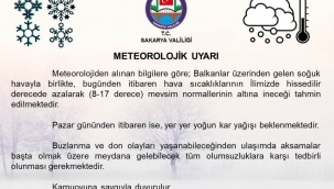 Soğuk Hava ve Kar Yağışına Karşı Sakarya Valiliği Uyarı Yaptı