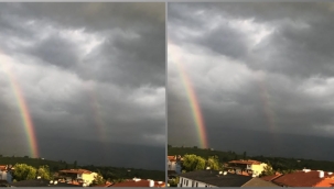 Hendek'te Gökkuşağı Görenleri Büyüledi