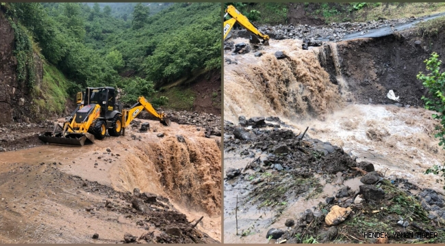 Hendek’te Yağmur Sonrası Yol Çöktü
