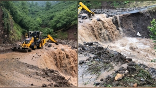 Hendek’te Yağmur Sonrası Yol Çöktü