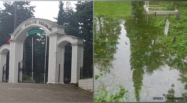 Hendek'te Yoğun Yağış Sonrası Mezarlık sular altında kaldı
