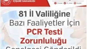 81 İl Valiliğine PCR Testi Zorunluluğu Genelgesi Gönderildi 