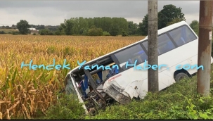 D-100'de Yolcu Dolu Otobüs Tarlaya Uçtu! 