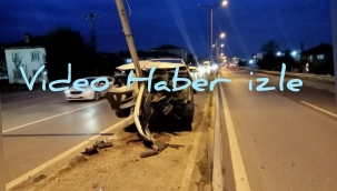 Hendek D-100'de Aydınlatma Direğine Çarptı