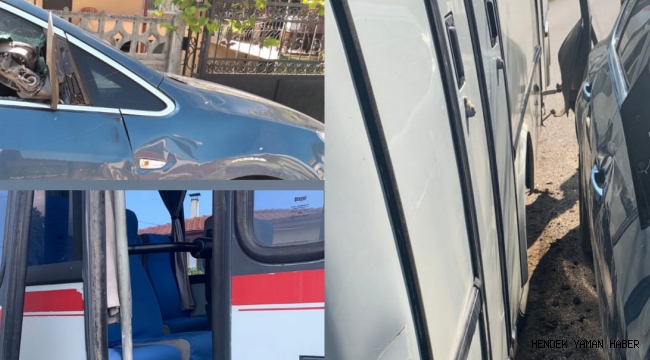 Hendek Yeşilköy'de Mahalle Dolmuşu Park Halindeki Otomobile Çarptı