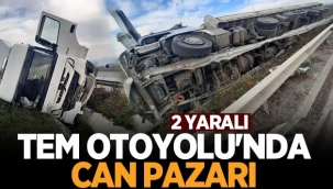 Hendek Tem Otoyolunda Tekeri Patlayan Tır Yan Yattı 2 Yaralı