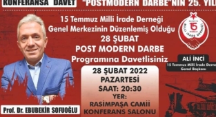 Ebubekir Sofuoğlu 15 Temmuz Milli İrade Derneğinde Konferans verecek 