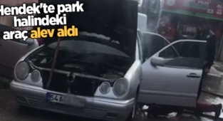 Hendek'te park halindeki Otomobil bir anda alev aldı