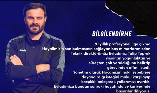 Teknik Direktörü Talip Toprak İstifası Sonrası Hendekspor Yönetiminden İlk açıklama