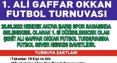 1 Şehit Ali Gaffar Okkan Futbol Turnuvası Başlıyor 