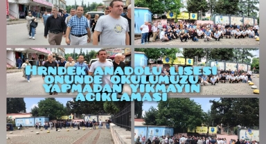 Hendek Anadolu Lisesi Önünde Okulumuzu Yapmadan Yıkmayın Açıklaması