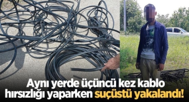 Hendek Jandarma aynı yerde üçüncü kez kablo hırsızlığı yapan şahsı suçüstü yakaladı 