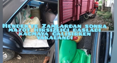 Hendek'te mazot hırsızlığı başladı! Kaçmaya çalışırken yakalandı