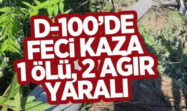 HENDEK D 100'DE FECİ KAZA 1 ÖLÜ 2 AĞIR YARALI
