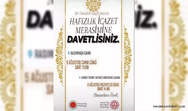 Hendek İlçe Müftülüğü'nden hafızlık icazet merasimi