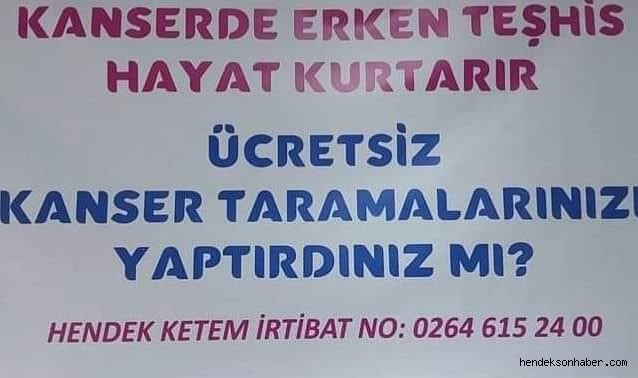 Hendek'te Ücretsiz Kanser Taraması