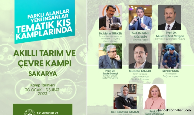 Akıllı Tarım ve Çevre Kampı Sakarya’da, düzenlenecek.