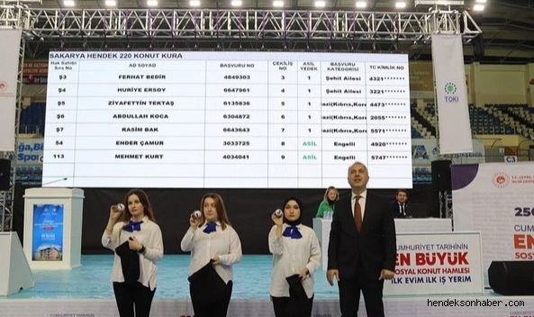 Hendek'te yapılacak olan 220 konutun hak sahibi belli oldu