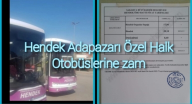 Hendek Adapazarı Özel Halk Otobüslerine zam