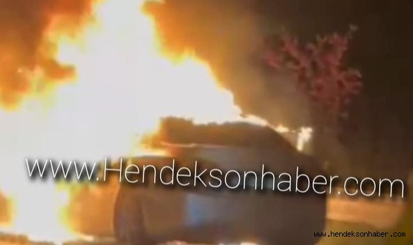 Hendek D 100 'de Otomobil Alev Topuna Döndü