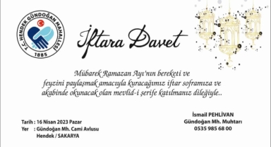 Hendek Gündoğan Mahallesi Geleneksel İftarına Davet