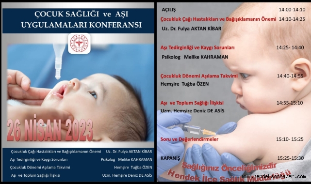 Hendek İlçe Sağlık Müdürlüğü “Çocuk Sağlığı ve Aşı Uygulamaları Konferansına Davet
