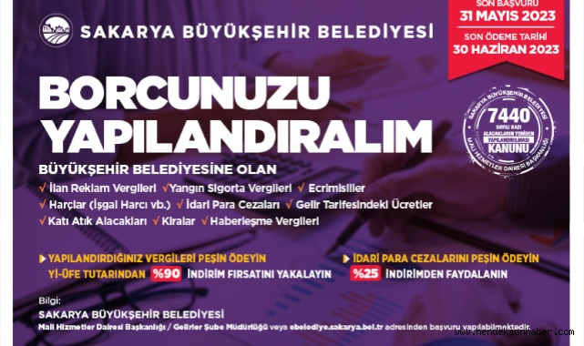 Sakarya Büyükşehir’de yapılandırma başvuruları başladı