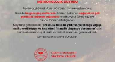 Bu Uyarı Sakarya Valiliği’nden 
