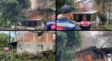 Hendek Hacıkışla Mahallesinde 2 Katlı Ev Alevlere Teslim Oldu .Muhtar Bektaş Sitem Etti