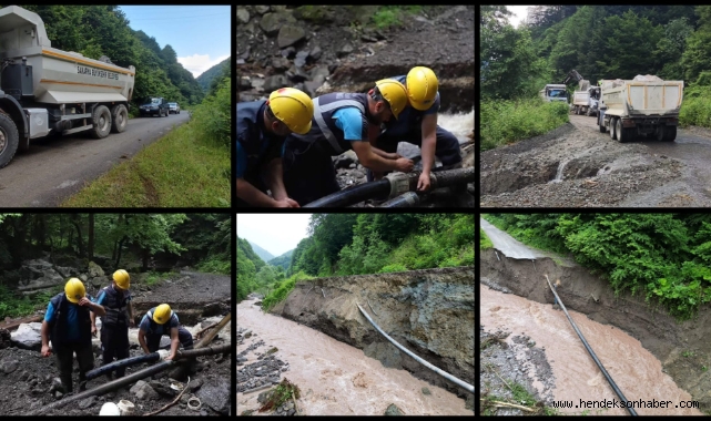 Hendek Uludere mevkiinde hasar gören o yol için seferberlik