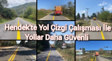 Hendek’te yol çizgi çalışması ile yollar daha güvenli