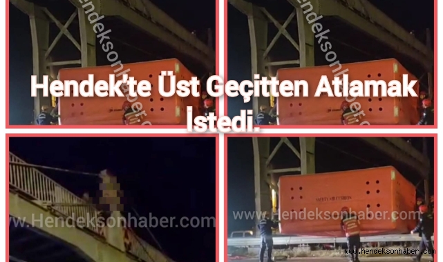 Hendek'te Hareketli Gece Üst Geçitten Atlamak İstedi