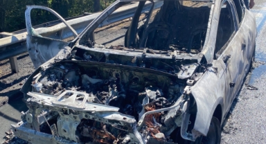 Anadolu Otoyolunda Korku Dolu Anlar Otomobil alev alev yandı