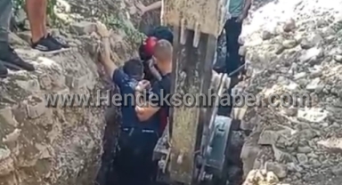 Hendek'te Hareketli Anlar Yağmur suyu kanalına sıkışan genç yaralandı
