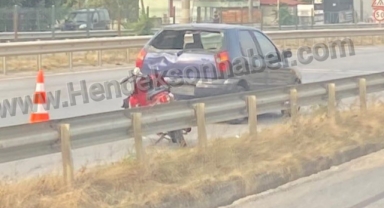 Hendek'te Motosiklet otomobile arkadan çarptı! 