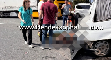 Hendek Tem Otoyolunda Feci Kaza Araç Kağıt Gibi Ezildi!