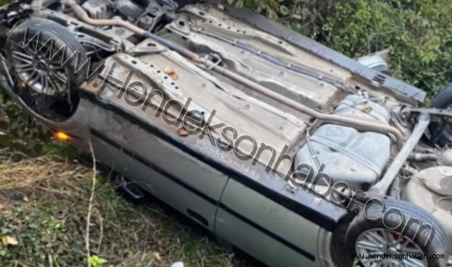 Hendek’te Sürücüsünün Kontrolünden Çıkan Araç Takla Attı 