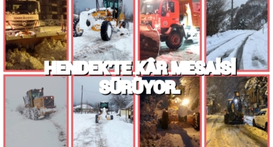 HENDEK'TE KAR MESAİSİ DEVAM EDİYOR