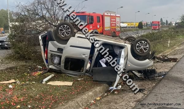 Hendek Tem Otoyolunda Araç takla attı 1 Yaralı