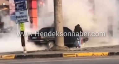 Hendek’te Otomobil alevler içinde kaldı
