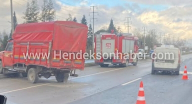 Hendek D-100'de kaza! Kamyonet bariyerlere çarptı