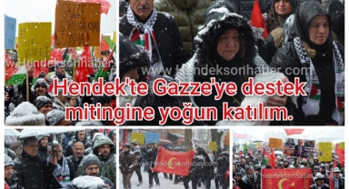 Hendek'te Gazze'ye destek mitingine yoğun katılım.