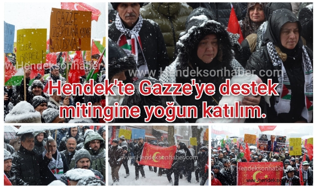 Hendek'te Gazze'ye destek mitingine yoğun katılım.