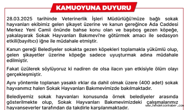 Akyazı Belediyesi'nden kamuoyu açıklaması