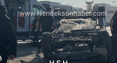 Hendek'te Feci Kaza Otomobil Ters Döndü