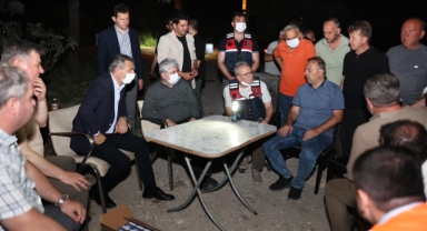 Başkan Alemdar Vali Doğan’la birlikte yangın bölgesinde